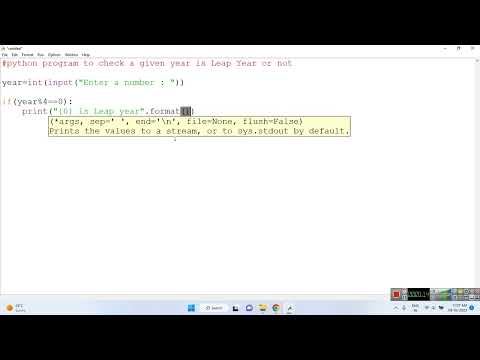 Python program to check a given year is Leap Year or not using IDLE