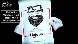 Matt White With Gloss Finish Static Printed Stand Up Pouches | Pouch Makers south africa