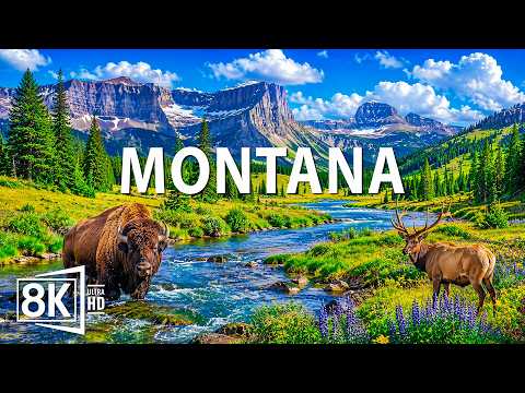 Montana 8K - Scenic Relaxation Film With Relaxing Piano Music - Yellowstone & Glacier National Park