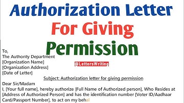 Authorization Letter Sample For Giving Permission | Authority Letter