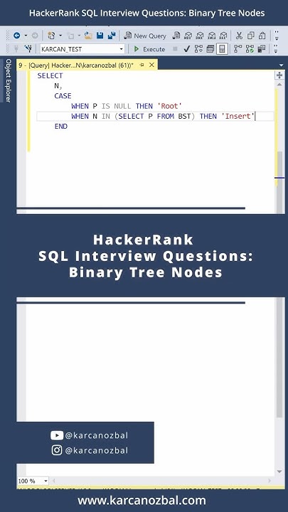 HackerRank SQL Interview Questions: Binary Tree Nodes #sql #tsql # ...