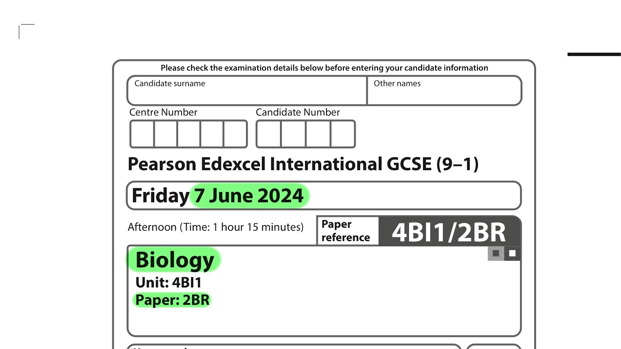 GCSE | Biology | Paper 2BR | June 2024 | Pearson Edexcel