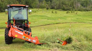Using our Gaspardo Sickle Bar Mower and Kubota LX3310 Combo!