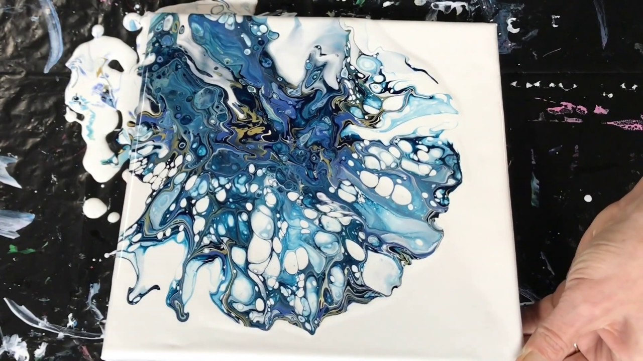 (90)Acrylic Pouring - Simple Dutch Pour 💙 - YouTube