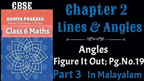 Figure It Out Pg.No.19 (Angles) Cbse Class 6 Maths Chapter 2 In Malayalam/ Ganita Prakash