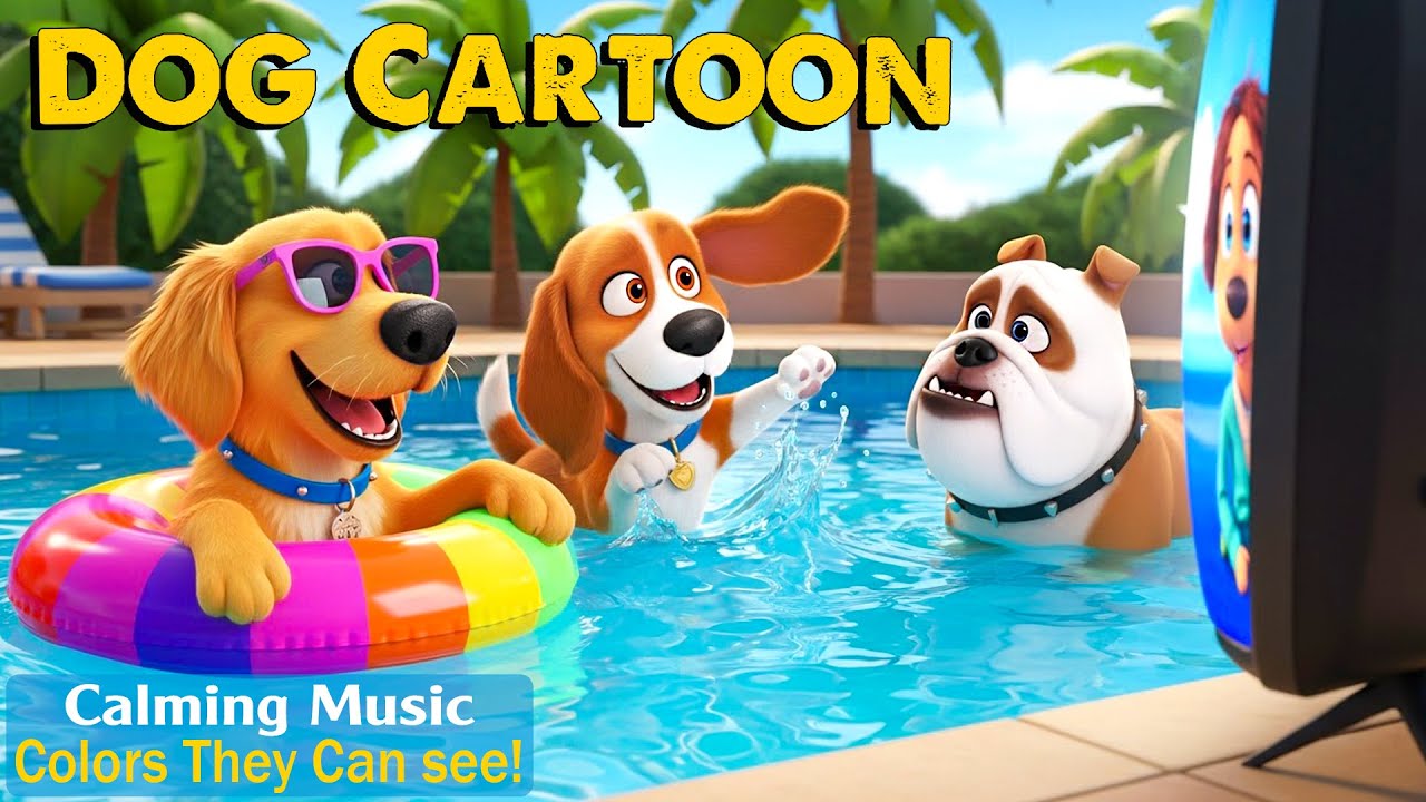 Anti-Anxiety Cartoon for Dogs, in Colors They Can See! - Dog TV with Relaxing Music for Dogs