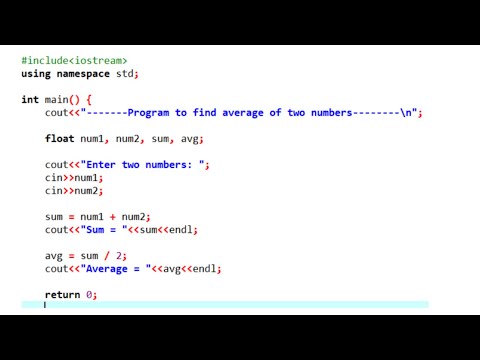 Average of Numbers - Program to find Average of Two Numbers in C++ || For Beginner || ( in 3 minute)