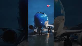 Parked Boeing 737 spins on runway in Argentina storm #weather #shorts