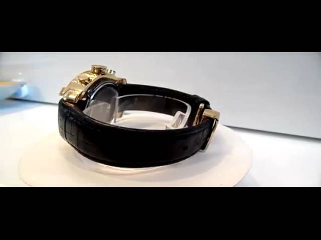 Aqua Master Black leather Chrono 20 Diamond Quartz Men's Watch #W96