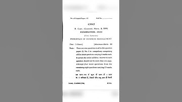 PRINCIPLES of Business Management/B.com 1st(1st sem)|Question paper 2023 #exam #latestnews #class