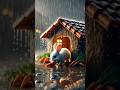 Adorable White Rabbit Taking Shelter in Tiny Mud House During Heavy Rain 🌧️🐰#animalfunzone#shorts