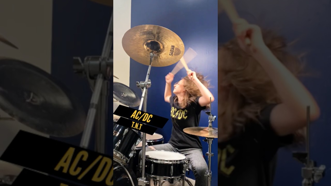 AC/DC - T.N.T. (Drum Cover / Drummer Cam) LIVE by Teen Drummer #Shorts ...