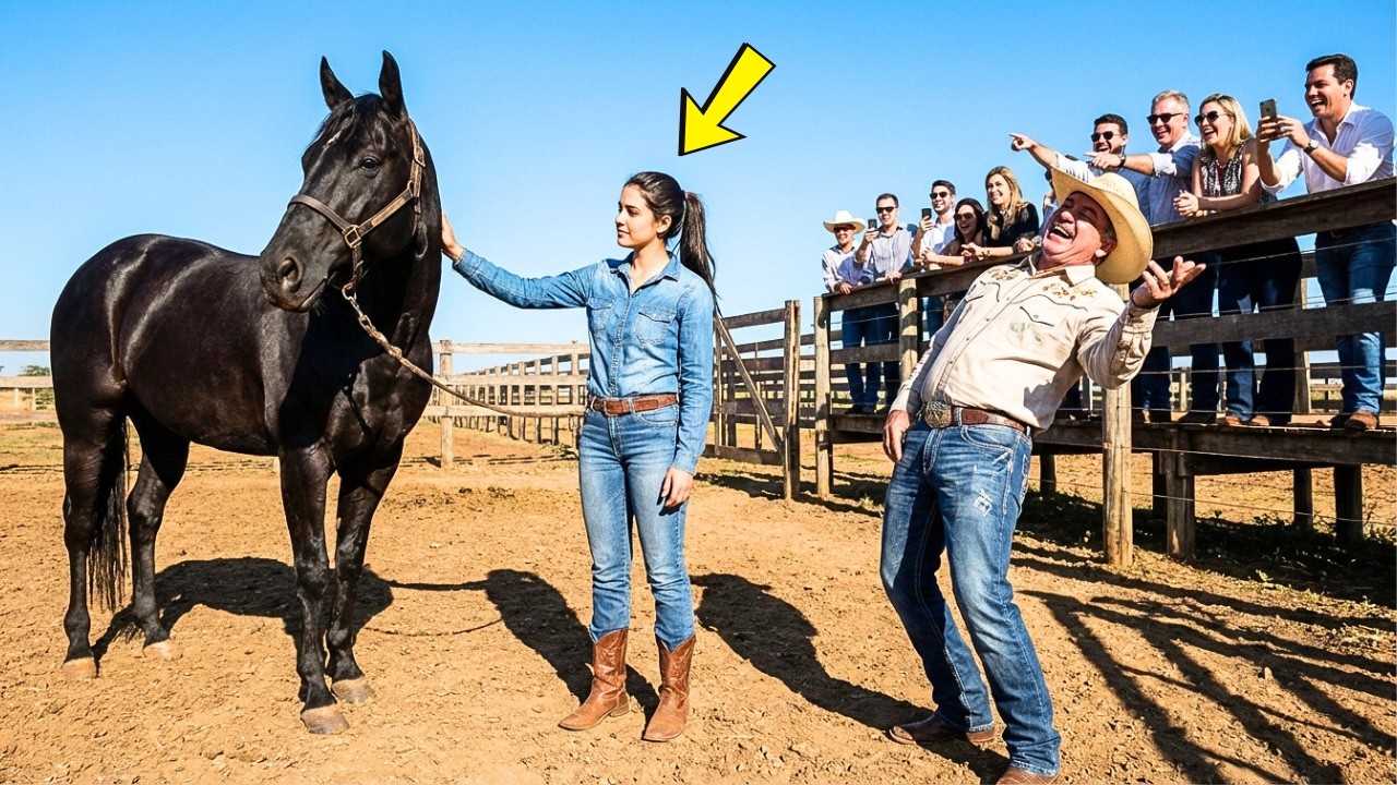 O FAZENDEIRO RIU DELA NA FRENTE DE TODOS… ATÉ ELA SUBIR NA SELA E DOMAR O CAVALO MAIS BRAVO