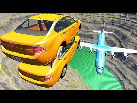 Throwing Cars At Airplane Leap Of Death - BeamNG.Drive