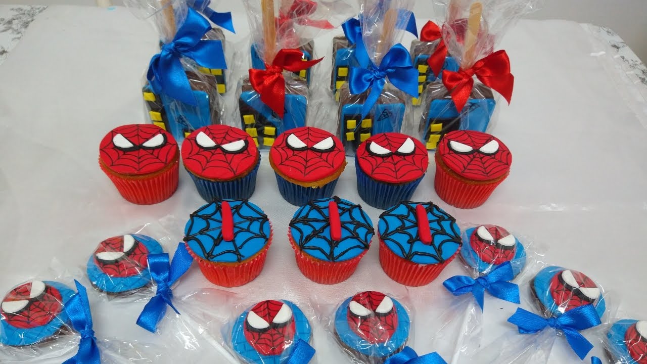 Personalizando Doces Homem aranha l pirulito,, cupcake e bolo no palito