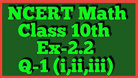 Ex2.2 Q-1(i,ii,iii) | Chapter 2|  NCERT | Class 10th