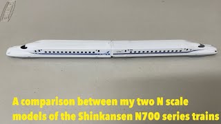 A comparison between my two N scale models of the Shinkansen N700 series trains