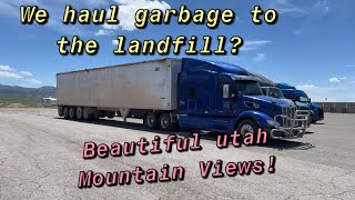 Hauling a garbage load to the landfill, using the tipper to unload trailer. Truck stop etiquette.