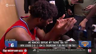 Joel Embiid reacts to unreal Game 2 Ending vs Knicks, Postgame Interview