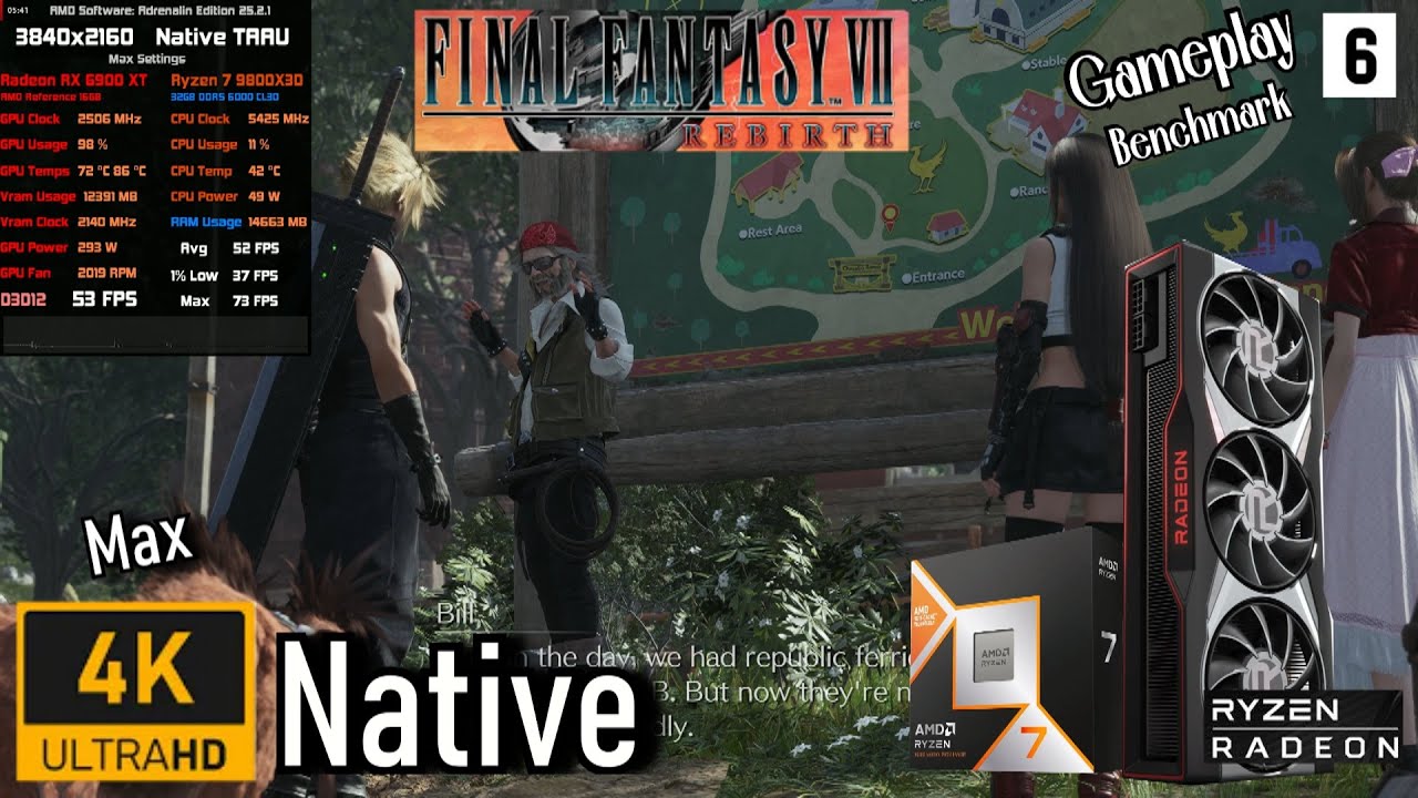 ファイナルファンタジー7 6900 XT 🖥️ 9800X3D 🎮 FINAL FANTASY VII REBIRTH @ 4K