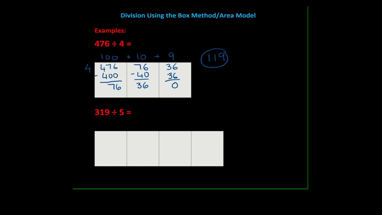Division Area Model or Box Method - YouTube