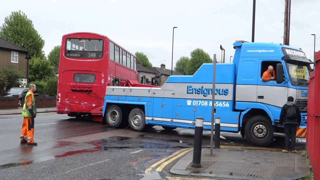 Arriva DW46 LJ53NHO gets towed by Ensign 18th May 2016 at Enfield bus garage