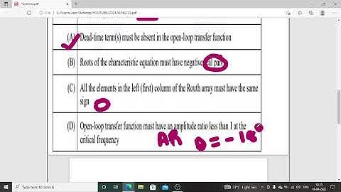 CHEMICAL ENGINEERING GATE: 2021 PROCESS INSTRUMENTATION DYNAMICS AND CONTROL (PART:03)
