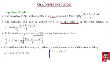 Ch1 differentiation important points and some standard formulae