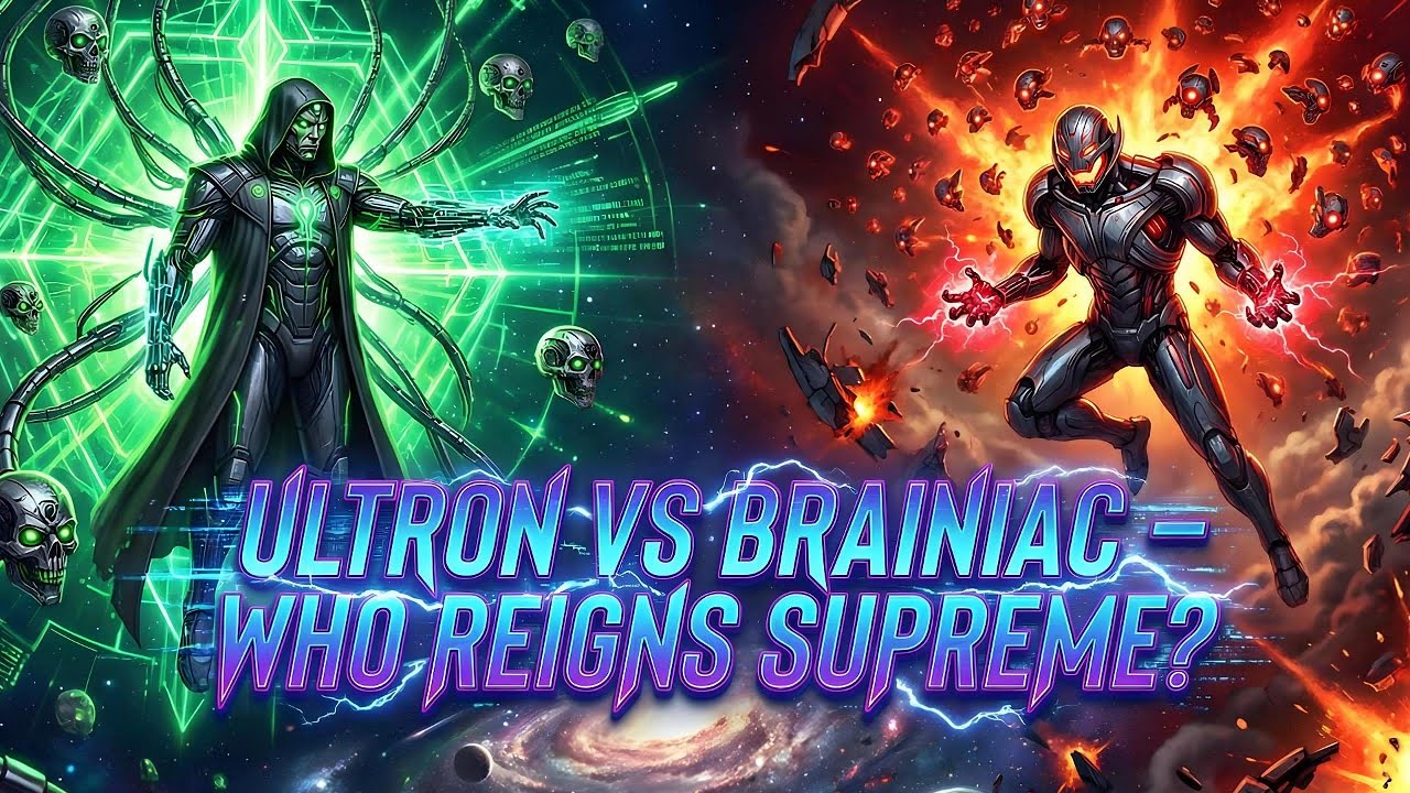 "Ultron  vs Brainiac – Epic Supervillain Battle marvel vs DC cosmic battle"