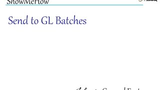 Adagio Common Features - Send To GL Batches