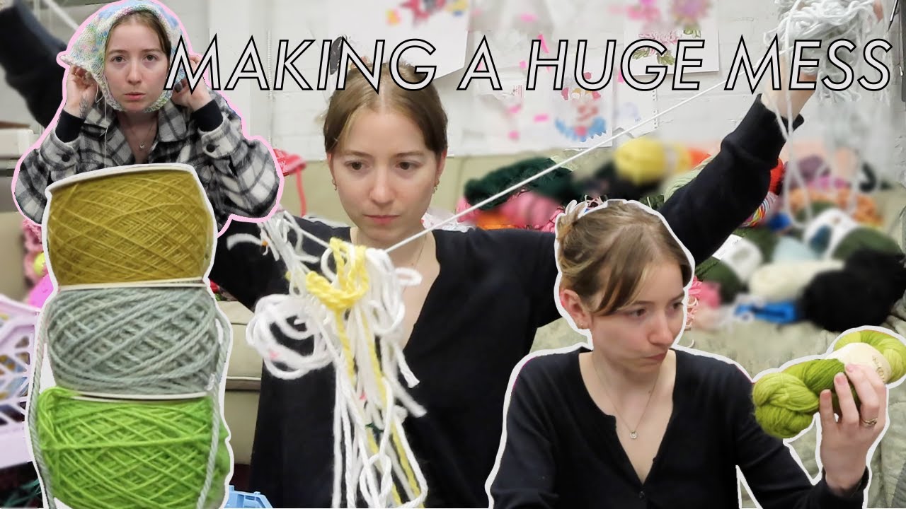 Organizing my yarn stash! | Revisiting old projects, roasting myself & cleaning it all up! [cc]