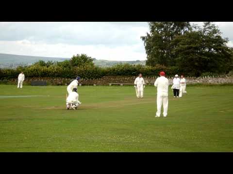 Haworth CC Derek Bright takes a wicket 18-07-09