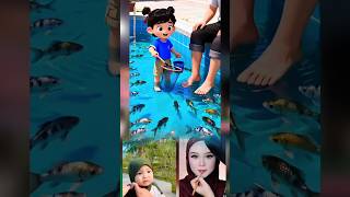 Neza catches fish in the swimming column!! #baby #kartun #animasi #anime #cartoon