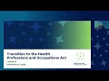 Licensure - Transition to the Health Professions and Occupations Act