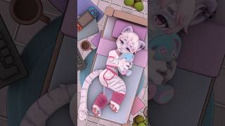 Moony floating in bed, cuddling his bunny 💤🐰 #kemono #kemonoart #furryanimation #furryoc