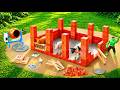 DIY Tractor Builds a Strong Brick Cow Shed | Mini Construction