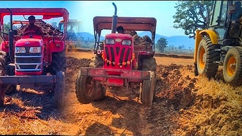 JCB 3DX plus eco xpert full Mud with Mahindra 575 and Mahindra 415 di trolley loading jcb video
