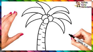 How To Draw A Palm Tree Step By Step 🌴 Palm Tree Drawing Easy