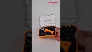 Trusa 27 Piese Biti, Cr-V, Surubelnita Cu Clichet, Portocaliu Negru