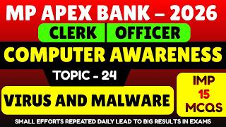 Virus and Malware Types MCQS | MP Apex Bank 2026 Computer Awareness pdf Note | MP Apex Bank Computer
