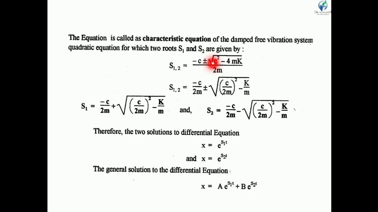 DAMPED FREE VIBRATION WITH VISCOUS DAMPING - YouTube