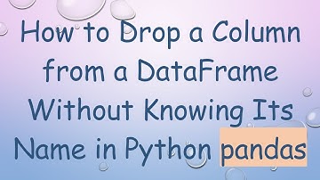 How to Drop a Column from a DataFrame Without Knowing Its Name in Python pandas