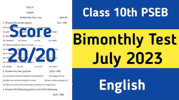 class 10 english bi monthly exam july 2023 paper test 10th class english bimonthly paper july pseb