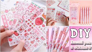 DIY Kawaii Stickers & My melody Pen/How to Make kawaii stationary items/ Handmade kawaii Stickers
