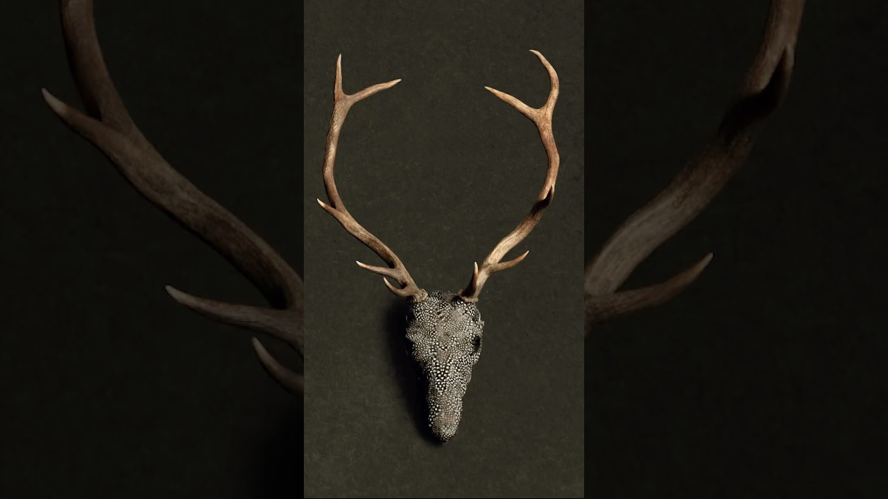 Fabulous antlers, swathed in Guinea Fowl Feathers. 