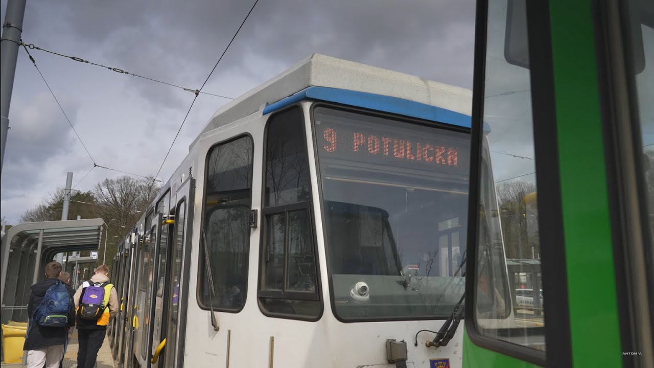 Poland, Szczecin, tram 9 ride from Głębockie to Plac Gałczyńskiego