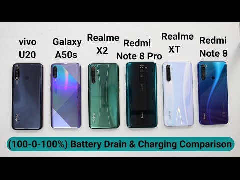 Realme X2 Vs Redmi Note 8 Note 8 Pro Vs Realme XT Vs vivo U20 Vs A50s Battery Drain  amp  Charging Test
