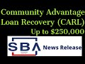 Ground Breaking! New $250,000 SBA Community Advantage Recovery Loan (CARL) Program - Must Watch!