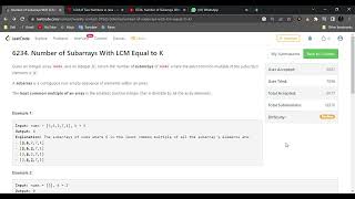 Number of Subarrays With LCM Equal to K   LeetCode Weekly Contest 319 #java #leetcode #coding