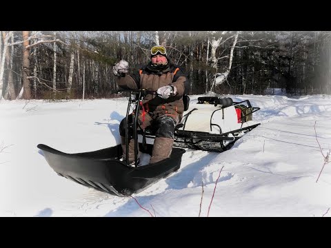 Супер Проходимый мотобуксировщик для глубокого снега Snowdog twin pro.